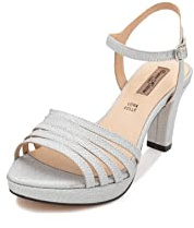 QUEEN HELENA Sandali Casual Eleganti con Tacco Medio e Cinturino alla Caviglia Donna S2805 (Argento, Numeric_36)