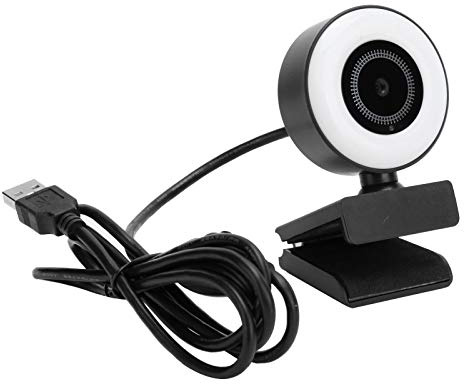 Lazmin112 Webcam con Microfono, Fotocamera per Computer USB 1920 X 1080P HD con Luce, Plug And Play, per Chat Video, Videoconferenza o Streaming Live