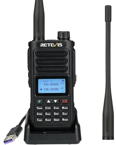 Retevis RA89 Emisora Radioaficionadoa, Emisora Caza de Banda Dual | IP68, VFO, 2500 mAh, 2 m 70 cm Walkie Talkie, de Alta Potencia, Recargable Tipo C, Fácil de Emparejar para Todoterreno