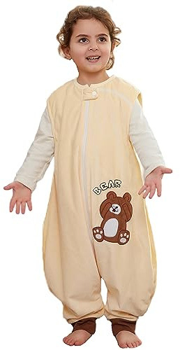 XQ&XG Baby Schlafsack mit Füßen 1.5 Tog,Babyschlafsack Kinder mit Beinen,Kinderschlafsack für mädchen und Junge,Bär,3-5 Jahre