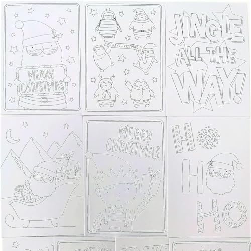 10 selbstbemalte Weihnachtskarten mit Umschlägen