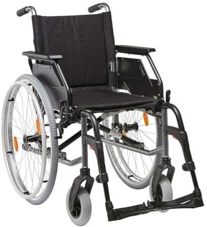 FabaCare Rollstuhl Caneo-B, Transportrollstuhl, Pflegerollstuhl, Faltrollstuhl, Standardrollstuhl, Rollstuhl faltbar, Klapprollstuhl höhenverstellbar,stabiler Rollstuhl, bis 130 kg, Sitzbreite: 45 cm