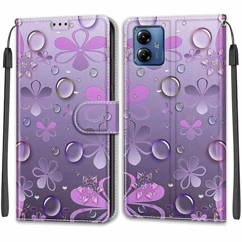 Funda para Motorola Moto G14, pétalo | Ranura Tarjeta, Flip Folio, Magnético, Función de Soporte, Cuero Protección Carcasa