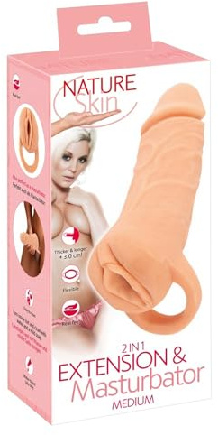 Nature Skin Extender M - flexibles 2in1 Toy zur Penisverlängerung oder als Masturbator, aus hautähnlichem Material