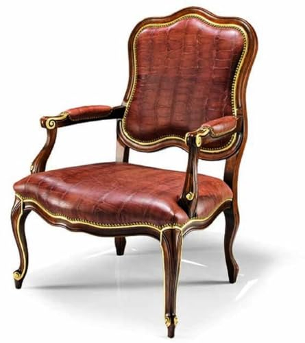 Casa Padrino Luxus Barock Echtleder Sessel Braun/Gold - Made in Italy