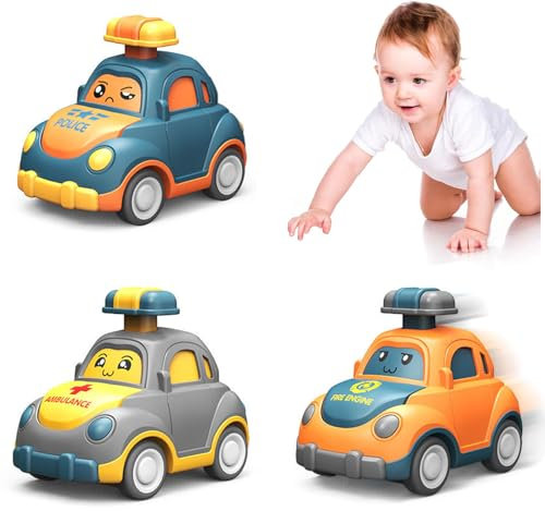 Zhuporn Voitures de Jouet, Bébé Voitures Jouets pour Garçons de 1 à 3 Ans, 3Pcs Press and Go Voiture Jouet, Éducation Précoce Push and Go Cars Jouets, Jouets Cadeaux pour Garçons et Filles
