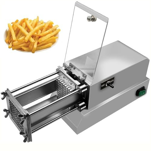 Tagliapatate elettrico for patatine fritte, tagliapatate elettrico professionale for uso commerciale e domestico con lama for un taglio facile e sicuro, for patate, carote, cetrioli(Silver,8mm)