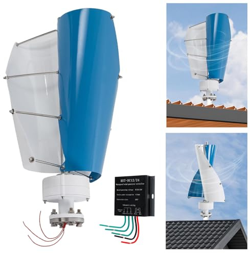 Turbina eolica, turbina eolica Verticale 10000W, generatore di turbina eolica a Basso Numero di Giri a 2 Pale Blu Bianco con Controller, per Illuminazione Stradale Domestica,48V