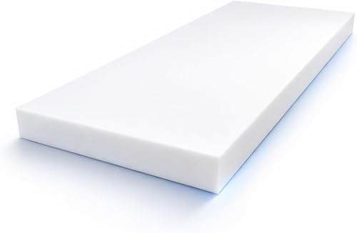 All4All Schaumstoffplatte 80x200x6 - Schaumstoff - Matratze mittelhart T25 - Schuamstoffmatratze - Topper -Schaumstoffzuschnitt - Polster Auflage - Weiß - Verschiedene Größe