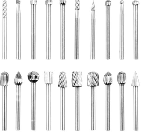 Fräser Holz Set 20 Stück Holzschnitzerei Bohrer Set für Holzfräser Rotary Tool Holzfräser für Bohrmaschine Frässtifte für DIY Heimwerker Holzarbeiten Schnitzen Gravieren Bohren, 3 mm Schaft