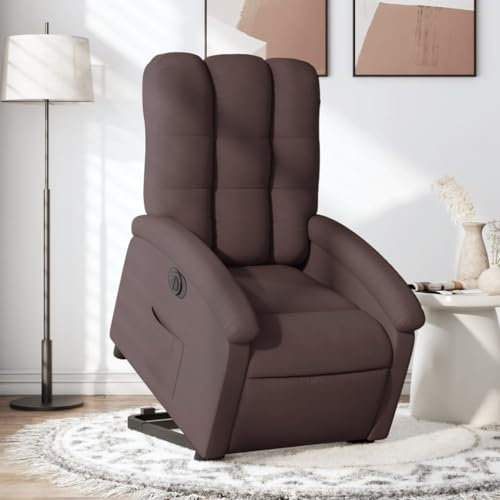 KOIECETA Relaxsessel Elektrisch Verstellbar Sessel mit Aufstehhilfe Fernsehsessel Aufstehsessel mit Liegefunktion Liegesessel Ruhesessel Polstersessel Dunkelbraun Stoff