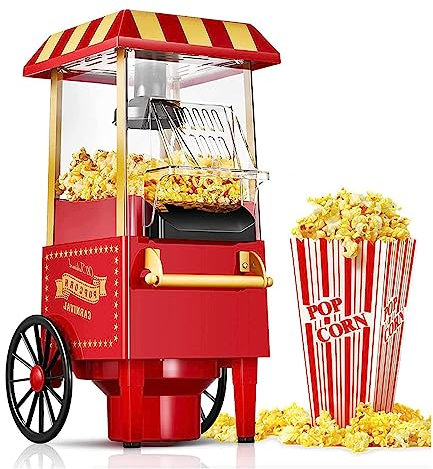 HSWOYEA Machine à Pop-Corn électrique sans Huile, Machine à Pop-Corn à air Chaud de 1 200 W, pour soirées cinéma à Domicile, avec Tasse à mesurer et Couvercle Amovible