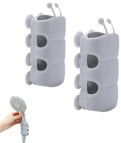 Soporte de silicona para cabezal de ducha, soporte universal de ventosa para cabezal de ducha reubicable, soporte de ducha ajustable para baño sin perforación (gris (2 piezas)