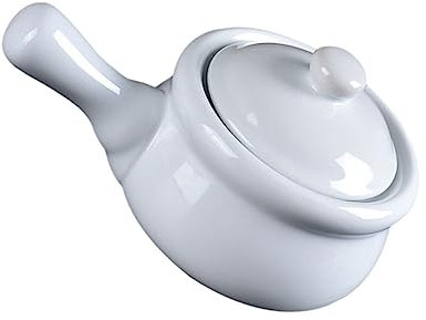 Cabilock Casserole En Céramique Poignée De Bol à Soupe à L'oignon Français Marmite Pot Batterie De Cuisine Plats De Service Fondue Auto-chauffante Rôti Duo Blanche