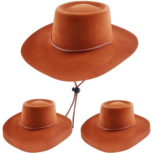 SGBETTER 12 Pcs Western Cowboy Hat Plastic Cowboy Cowgirl Hat with Adjustable Strings for Adult Kids Party Accessories (Brown)