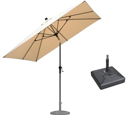 PURPLE LEAF Sonnenschirm mit Schirmständer 250 × 250 cm Knickbar, Grau | 200 g/㎡ UV-Schutz Polyester, Robustes Aluminium, Knickfunktion, Aluguss-Griff, 8 stabile Stahlrippen, Terrasse, Marktschirm