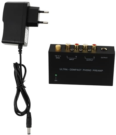 Lurrose Preamplificador Estéreo para Fonógrafo Mini Phono Enchufe UE Amplificador Tocadiscos Control De Volumen