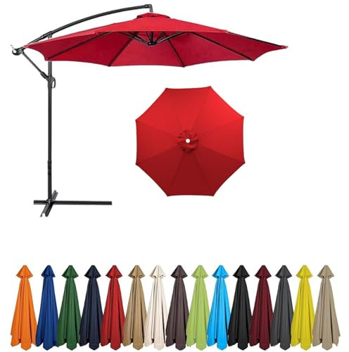 Sonnenschirm Ersatzbezug 2m 2.3m 2.5m 2.7m 3.5 4.0m 6/8 Streben,Sonnenschirm Stoff,Terrassenschirm Ersatzdach UV-Schutz,Gartenschirm Ersatz-Überdachung, (Groß rot,8ribs:4m/13.1ft)