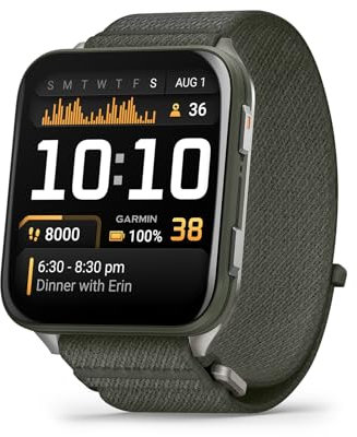 Garmin® Venu® X1, Thin and Lightweight GPS Smartwatch, AMOLED Display, Advanced Health and Fitness Features, Moss with Titanium Caseback and Moss ComfortFit Nylon Band