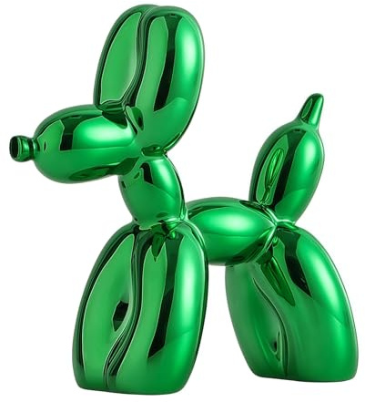 YOYUMI Cane Palloncino Scultura Mini ornamento a forma di cane con palloncino galvanizzato 9.5cm arredamento di lusso per soggiorno ufficio e casa verde