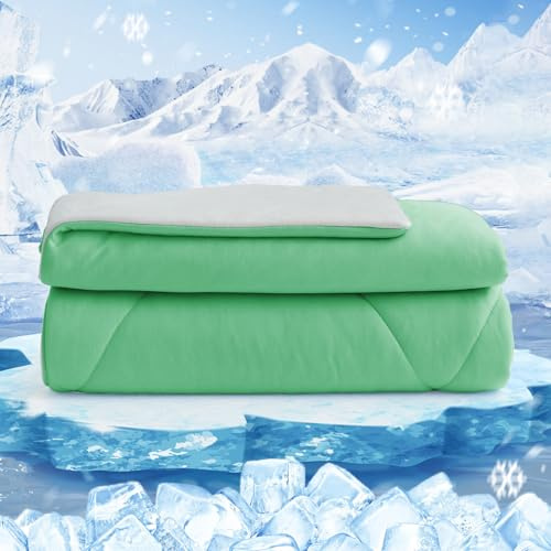 HOMFINE Coperta Refrigerante Letto - Super Morbido Coperta Estiva Matrimoniale Q-Max>0,4 Fresca Coperta Estiva di Rinfrescante Cooling Blanket Traspirante Coperte Estive, Verde, 270 x 230 cm