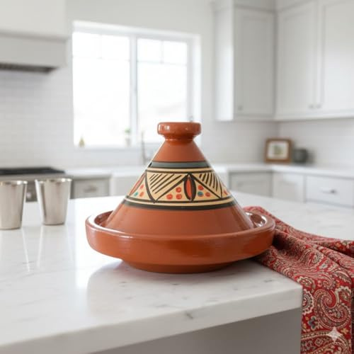 Tajine Pentola Terracotta Piatto Etnico Dipinta a Mano Tradizionale Marocchina Tunisina M 22cm 1811251123 E-Book Omaggio