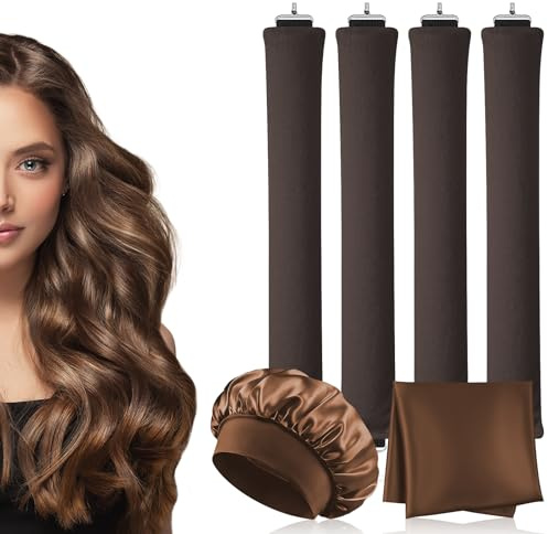 AOOWU Heatless Curls Band üBer Nacht Overnight Blowout Locken Ohne, 6pc Neu Lockenwickler Locken Ohne Hitze mit Quadratisches Tuch, Diy Overnight Curls Gummi Hitzefreier Lockenwickler Locken