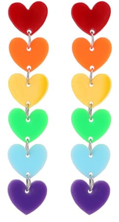 BESTonZON Boucles d'Oreilles Pendantes en Résine Colorée Forme Cœur pour Femmes, Fermes et Sécurisées, pour Soirées, Lot de 1 Paire