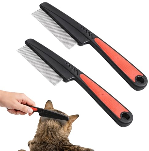2 Pcs Peine Piojos para Perros y Gatos, Acero Inoxidable