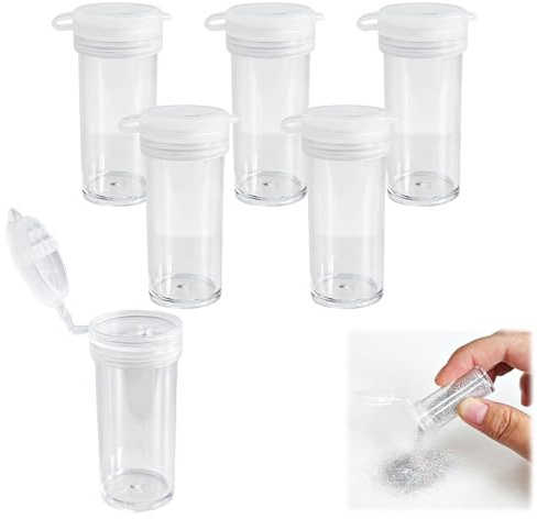 6er Set Salzstreuer aus Kunststoff Extra kleine Salzstreuer Gewürzflaschen - Transparente Gewürzflaschen - Wiederverschließbare Ministreuer für Salz und Pfeffer - für Camping und Bento-Boxen 9ml