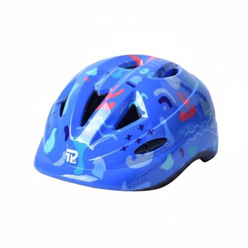 SheerFaring Children Headgear Kids Bike Helmet Skate Helmet Youth Helmet Riding Helmet Molded Half Case With Foam And PC Shell, Blue Graffiti, S Head Circumference 51-54CM