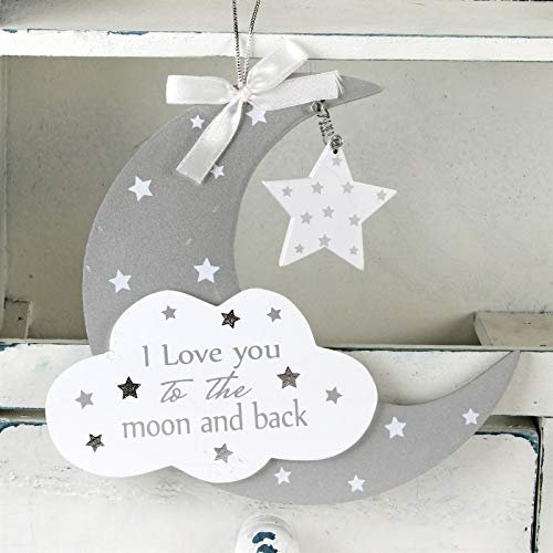 I Love You To The Moon & Back Hanging Plaque New Baby Gift Idea