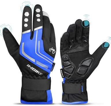 INBIKE Winterhandschuhe Fahrrad MTB Handschuhe Herren Damen Winter Touchscreen Fahrradhandschuhe Beheizbar für Radsport Road Race Downhill Wandern Blau L