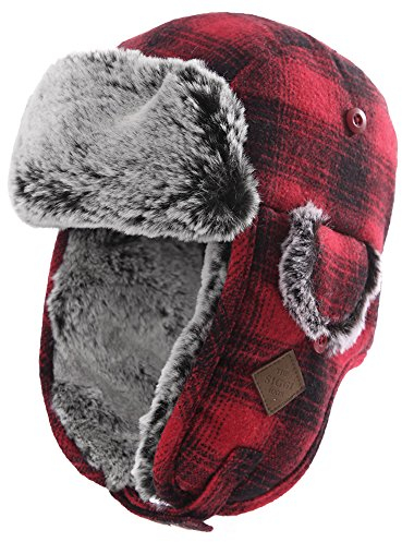 SIGGI Unisex warme Fliegermütze Winter Trappermütze mit Kunstfell Women, M, 89079_Rot