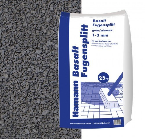 Hamann Mercatus GmbH Basalt Fugensplitt 1-3 mm 25 kg hochwertiges Fugenmaterial, Langlebigkeit, Gartenwege, Terrassen, Einfahrten, Belastbar