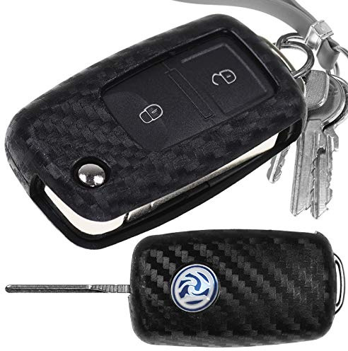 Carbon Soft Case Schutz Hülle Auto Klapp Schlüssel für VW Golf 1K Bora 1J Sharan 7M Skoda Fabia 6Y Octavia 1U