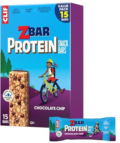 Zbar Protein Chocolate Chip Snack Bars, Gluten Free Protein Bars, 15ct