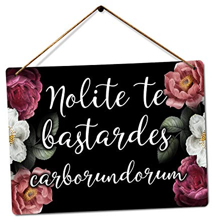 Handmaid's Tale - Latin Floral Landscape – Medium Twine | Printed Metal Wall Sign Plaque