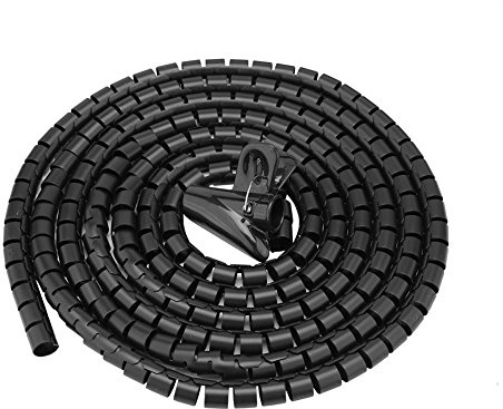Kabel-Organizer, flexibler Spiralschlauch, Kabeldrahtwicklung, Spiralkabelschutz, Schwarz, 3,0 m x 16 mm, Wickelkabelaufbewahrung mit Clip zum Organisieren und Schützen von Kabeln