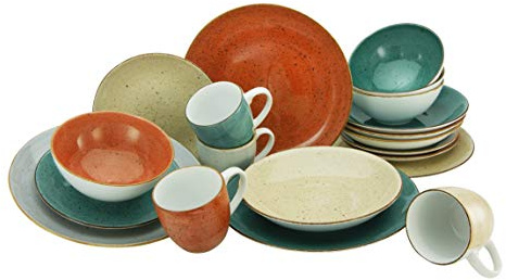 CreaTable, 20441, Série Vintage Nature VERONA, Set de vaisselle, service combiné 16 pièces