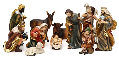 Holyart Komplett Krippe Mod. Mathias bemalten Harz 19cm 11 Figuren