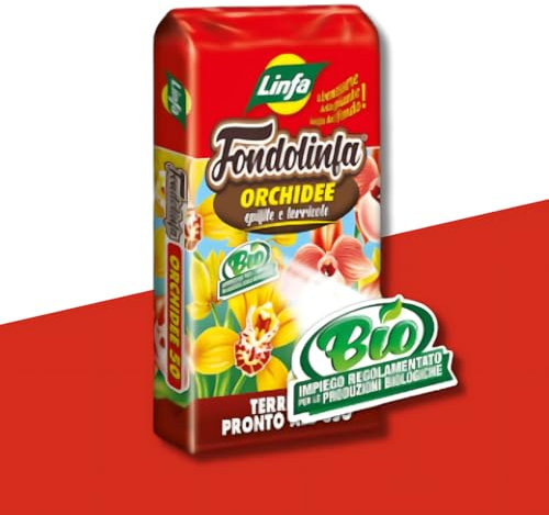Terriccio per orchidee – Fondolinfa – Linfa - con corteccia di Pino Marittimo - Confezione da - 10 L