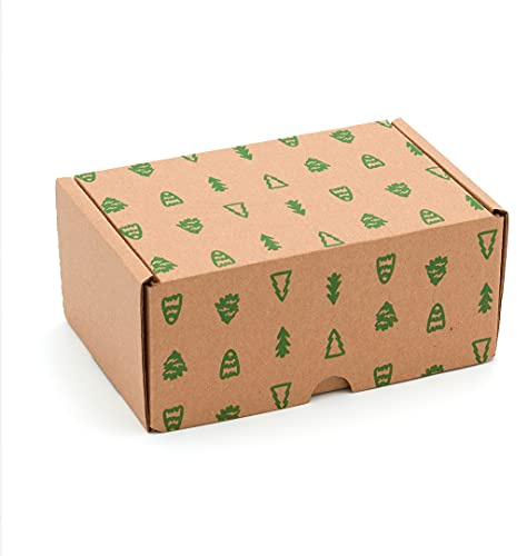 Packung mit 4 Versandkartons | Selbstaufbaubare Verpackung Weihnachten | Maße Geschenkbox 15 x 10 x 7 cm (Länge x Breite x Höhe) | Umweltfreundlicher Karton 100 % recycelter Karton