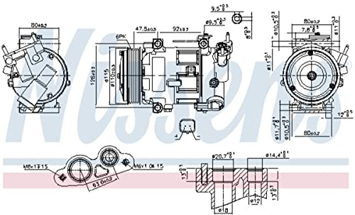 NISSENS Compresseur, climatisation 890606 Compatible avec: CITROËN C3 II, DS3, DS3 Cabriolet, DS 3, 3/3 CROSSBACK, 3 Cabriolet, PEUGEOT 2008 I, 208 I