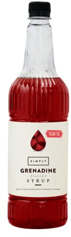 SIMPLY Sugar Free Grenadine Syrup (1 Litre) | Low Calorie, Vegan & Nut Free Flavoured Syrup for Coffee, Cocktails & Baking