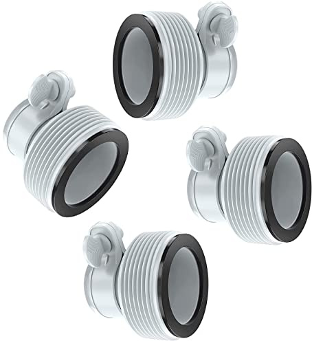 MEISO 4 Stück Intex Schlauchumwandlungsadapter, Type B Hose Adapter for Pumps Schlauchadapter Poolschlauchadapter mit Gewinde, Umbausatz für Schlauchadapter für 1,5 und 1,25 Anschlüsse, Grau