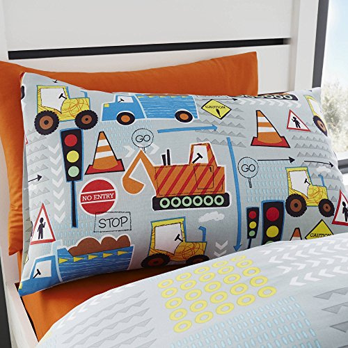 Happy Linen Company Big Digger Trucks - Juego de Fundas Almohadones para Niños