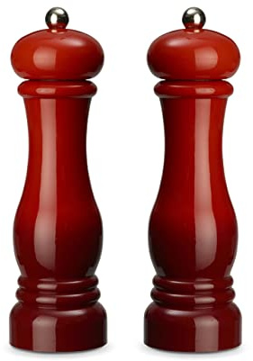 ECHTWERK Lot de 2 moulins à épices en plastique ABS de haute qualité, broyeur en céramique, moulin manuel, idéal pour les épices comme le poivre, le sel et le piment, rouge, 21 cm
