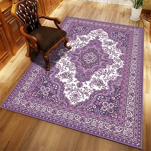 Teppich Oudoor XXL Teppich Wohnzimmer Teppich Lila Geometrische Blumen Abstrakte Muster Teppich Schlafzimmer Weich 50X80Cm Teppiche Wohnzimmer Lila