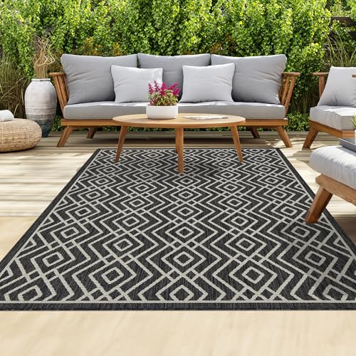 homeart Alfombra para exterior, fácil de limpiar, para interior y exterior, porche, terraza, balcón, jardín, picnic, cocina, pasillo, resistente a los rayos UV y a la intemperie, color crema